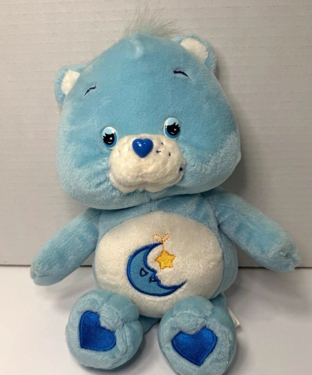 Care Bears 13” Bedtime Bear Plush Vintage 2002 Stuffed Animal Blue Moon TCFC